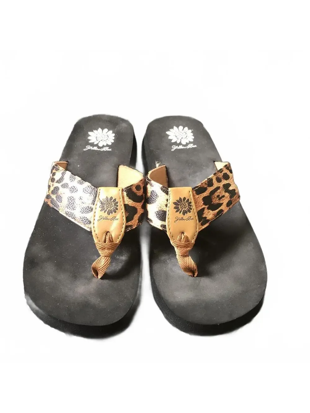Yellow Box Leopard Print Thong Sandals Flip Flops Size 7 1/2 - Picture 3 of 9